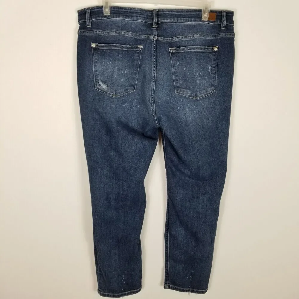 Judy Blue Women Plus Boyfriend Fit‎ Jeans Sz 20W Distressed Blue High Rise City